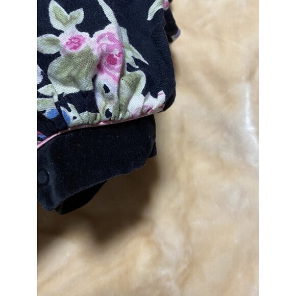 Floral Canvas Velvet Romper Buttoned Closure Bottom Jogger Vintage 6-9 Months - Picture 4 of 10